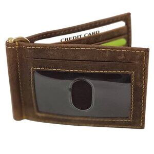 RFID Distressed Leather Wallet with Money Clip
